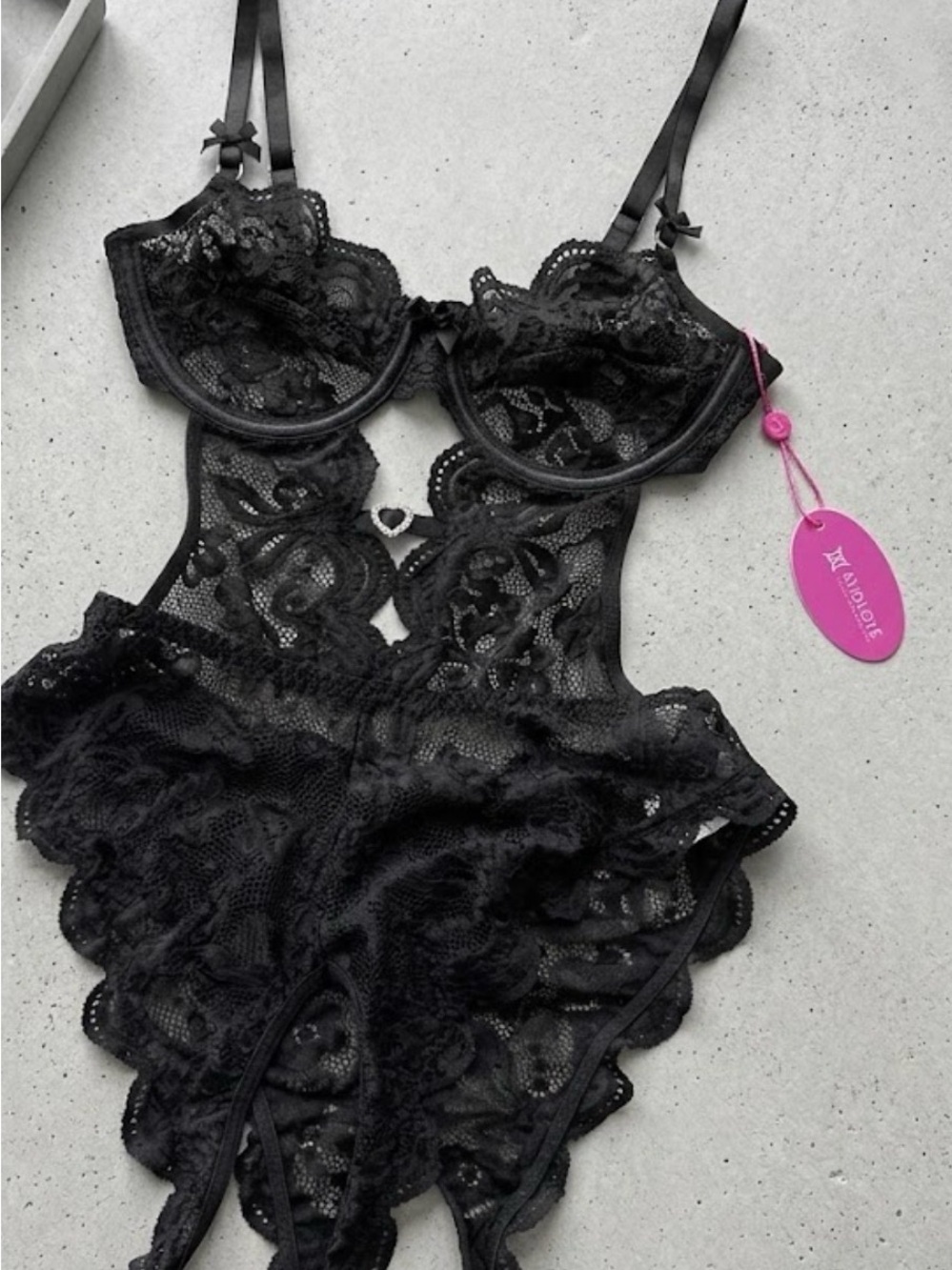 NWT Avidlove Sheer Black Lace Teddy Bodysuit - Women Intimates